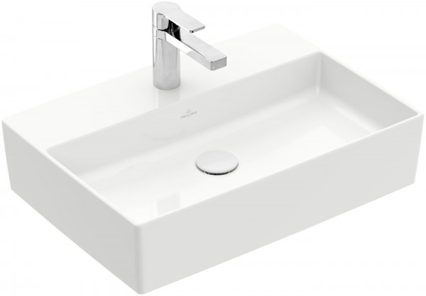 Villeroy & Boch Aufsatzwaschtisch Memento 2.0 4A07 600x420mm mittl HL durchgest o ÜL Eckig Weiß Alpi