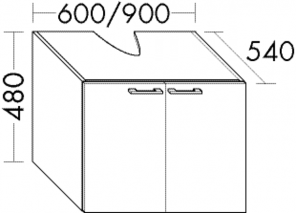 Burgbad Waschtischunterschrank Sys30 PG1 Aqua 480x900x540 Frassino Dekor Cappuccino, WURV090F3160