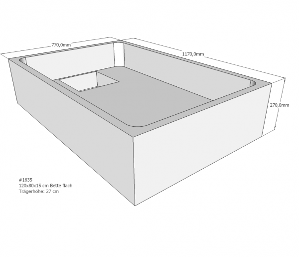 Neuesbad Wannenträger für Bette flach 120x80x15