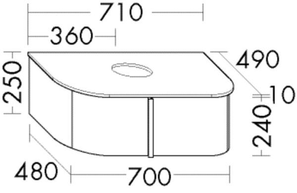 Burgbad Waschtischunterschrank Lavo 2.0 250x710x495 Weiß Hochglanz, SFZU071F5048