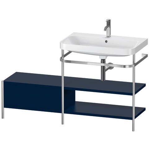 Duravit Happy D.2 Plus c-shaped Set mit Metallkonsole und Schubkasten Nachtblau Seidenmatt 1400x490x