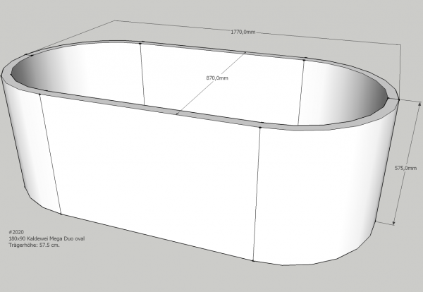 Neuesbad Wannenträger für Kaldewei Mega Duo Oval Nr.184 180x90 oval