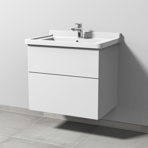 Sanipa 3way Waschtischunterbau zu Duravit Starck 3 Waschtisch mit 2 Auszügen, Weiß-Soft