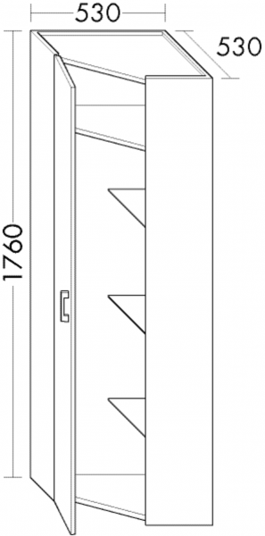 Burgbad Hochschrank Sys30 PG3 Diago 1760x530x530 Weiß Hochglanz, EHS3020RF1507