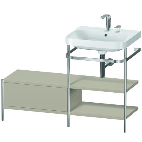 Duravit Happy D.2 Plus c-shaped Set mit Metallkonsole und Schubkasten Taupe Seidenmatt 1200x490x850