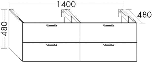 Burgbad Waschtischunterschrank Sys30 PG1 Aqua 480x1400x480 Frassino Dekor Cappuccino, WUYI140F3160