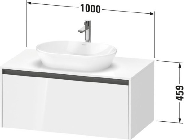 Duravit Ketho.2 Konsolenwaschtischunterbau wandhängend Weiß Hochglanz 1000x550x459 mm - K24886022220