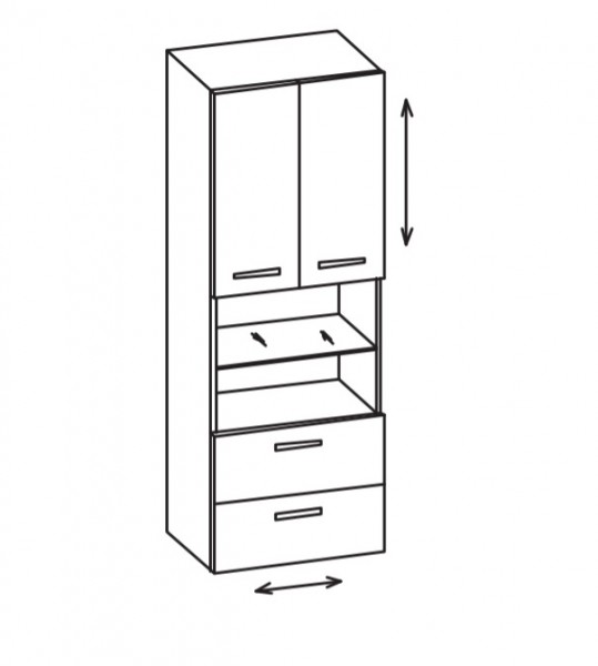 Artiqua 400 Variabler Midischrank, Eiche Weiß quer NB, 400-MVL-2-60-7186-440