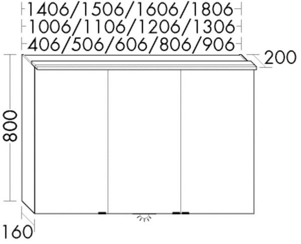 Burgbad Spiegelschrank Sys30 PG4 Sana 800x1806x200 Sys30 PG4 Sana, SPRS180PN416