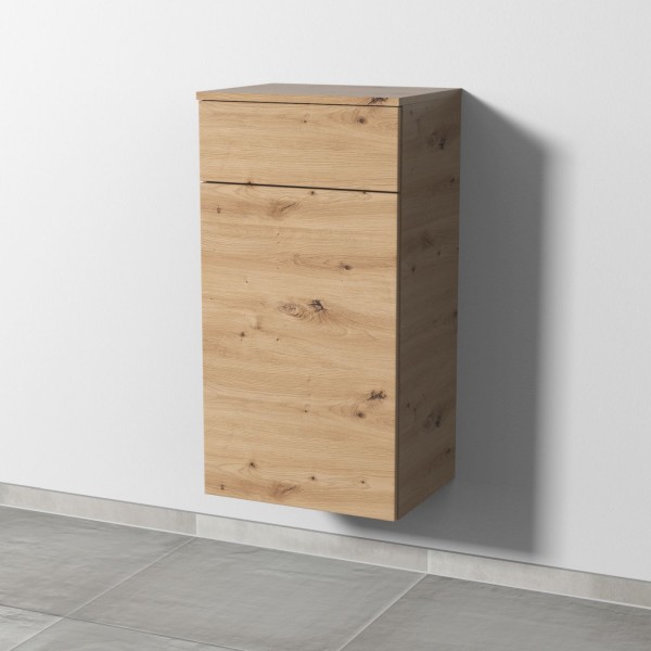 Sanipa 3way Mittelschrank mit 1 Auszug und 1 Wäschekorbklappe, Eiche Natural-Touch, SM15485