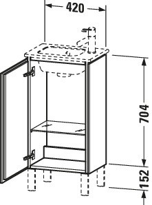 Duravit L-Cube Waschtischunterschrank bodenstehend 420x294x704 Ei mr Mt Hv 3H