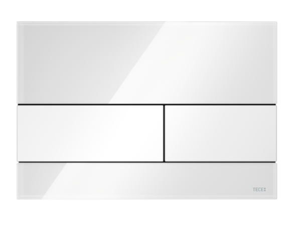 Tece square Betätigungsplatte Zweimengen Glas weiß glänzend, Tasten weiß glänzend, 9240800