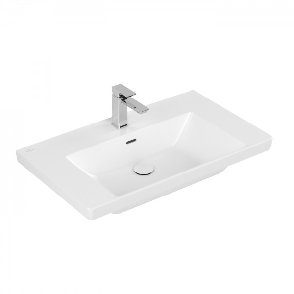 Villeroy & Boch Subway 3.0 Schrankwaschtisch, 800 x 470 x 165 mm, Stone White CeramicPlus, mit Überl