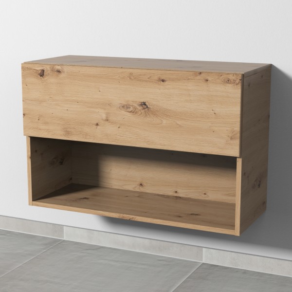 Sanipa 4balance Anbauschrank mit 1 Auszug und 1 offenem Fach, Eiche Natural-Touch, DL11985