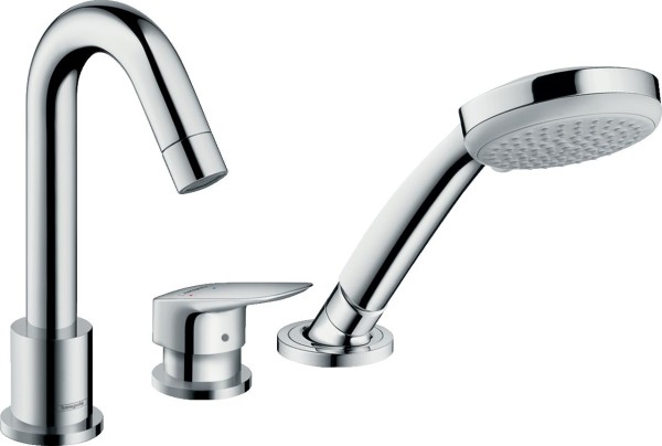 Hansgrohe 3-Loch Wannenmischer Logis F-Set chrom Wannenrandmontage , 71310000