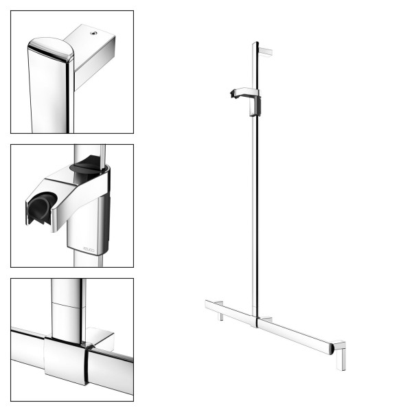 KEUCO AXESS Duschhandlauf mit Brausestange, Metall, B: 115 x H: 130,1 cm, 35014011213