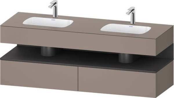 Duravit Qatego Einbauwaschtisch mit Konsolenwaschtischunterbau Basalt Matt 1600x550x600 mm - QA47970