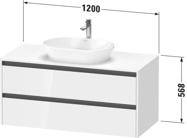 Duravit Ketho.2 Konsolenwaschtischunterbau wandhängend Taupe Supermatt 1200x550x568 mm - K2489708383