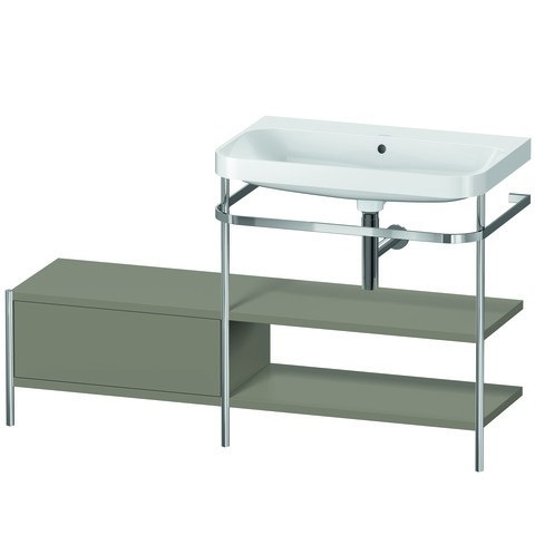 Duravit Happy D.2 Plus c-shaped Set mit Metallkonsole und Schubkasten Stein Grau Seidenmatt 1400x490