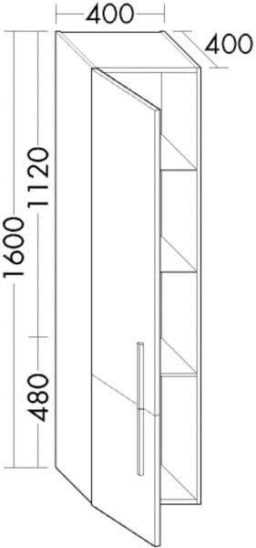 Burgbad Hochschrank Lavo 2.0 1600x400x400 Eiche Dekor Cashmere, HSNP040LF5052