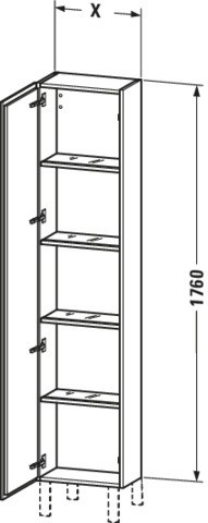 Duravit L-Cube Hochschrank Taupe Supermatt 500x243x1760 mm - LC1171L8383