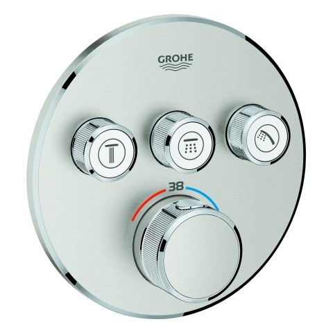 GROHE Thermostat Grohtherm SmartControl 29121 FMS rund 3 ASV supersteel, 29121DC0