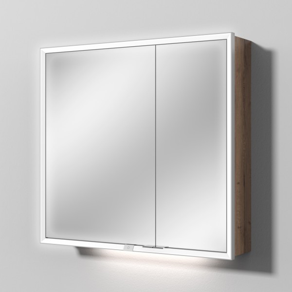 Sanipa Reflection Spiegelschrank MILO 80 mit LED-Beleuchtung, Eiche-Tabak, AU03250