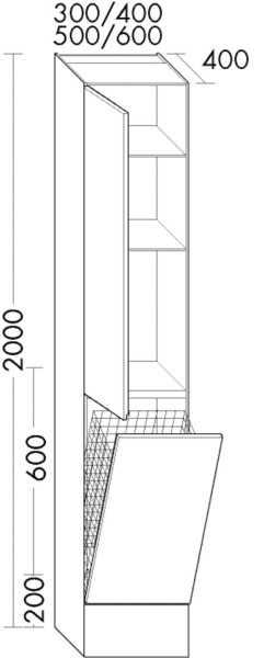 Burgbad Hochschrank rc40 2000x600x400 Weiß Hochglanz, HSNW060LF4514