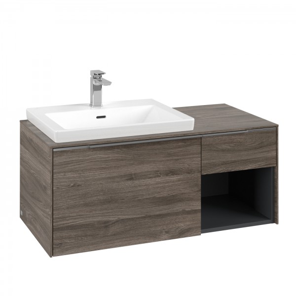 Villeroy & Boch Subway 3.0 Waschbeckenunterschrank, 2 Auszüge, 1001 x 423 x 500 mm, Stone Oak / Ston