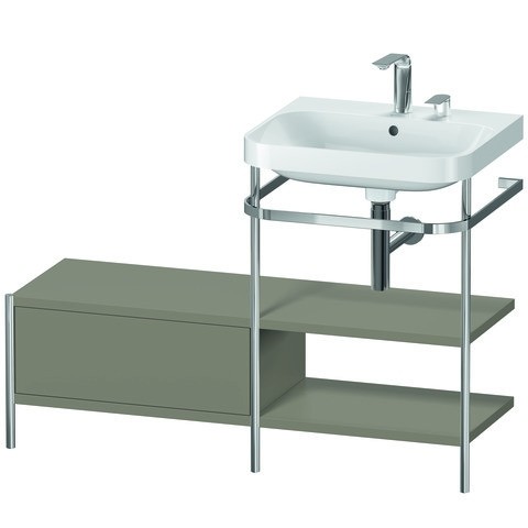 Duravit Happy D.2 Plus c-shaped Set mit Metallkonsole und Schubkasten Stein Grau Seidenmatt 1200x490