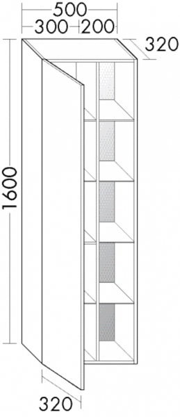 Burgbad Hochschrank Orell Melamin 1600x500x320 Weiß Matt, HSEQ050RF1697