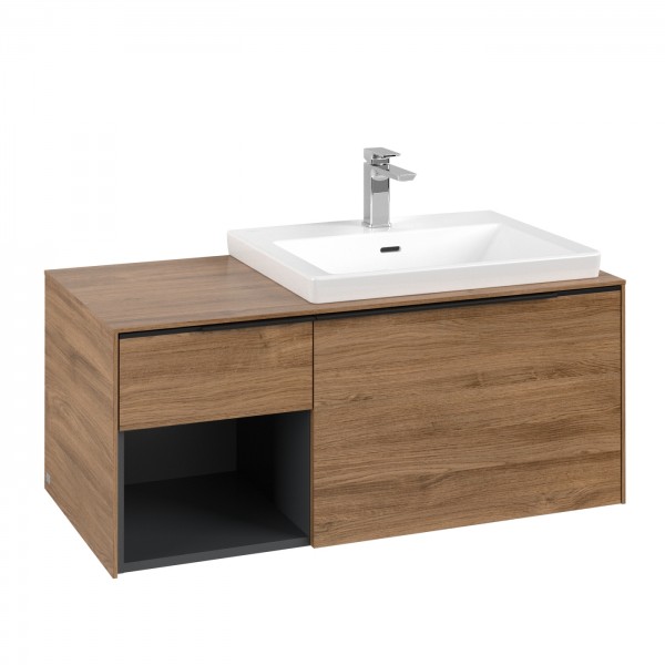 Villeroy & Boch Subway 3.0 Waschbeckenunterschrank, 2 Auszüge, 1001 x 423 x 500 mm, Kansas Oak / Kan