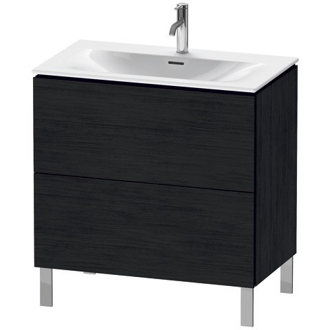 Duravit L-Cube Waschtischunterbau bodenstehend Eiche Schwarz Matt 820x481x704 mm - LC6597016160A00