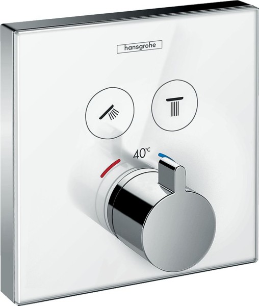 Hansgrohe Thermostat Unterputz ShowerSelect Glas 2 Verbraucher weiss/chrom, 15738400 , 15738400