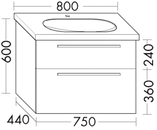 Burgbad Waschtischunterschrank Euro 600x750x440 Marone Dekor Trüffel, WWIH075F3867