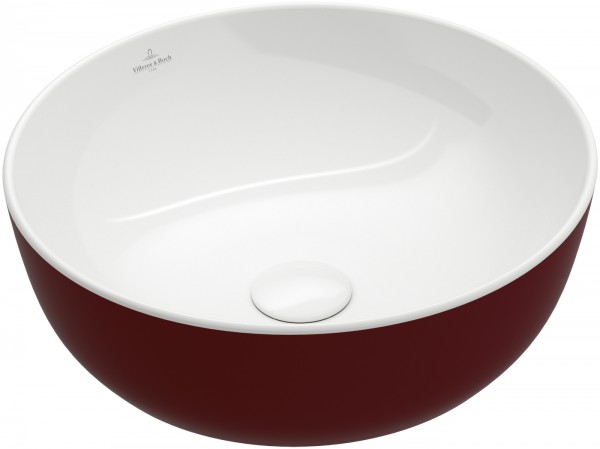 Villeroy & Boch Artis Aufsatzwaschbecken, 430 x 430 x 150 mm, Bordeaux, ohne Überlauf, ungeschliffen