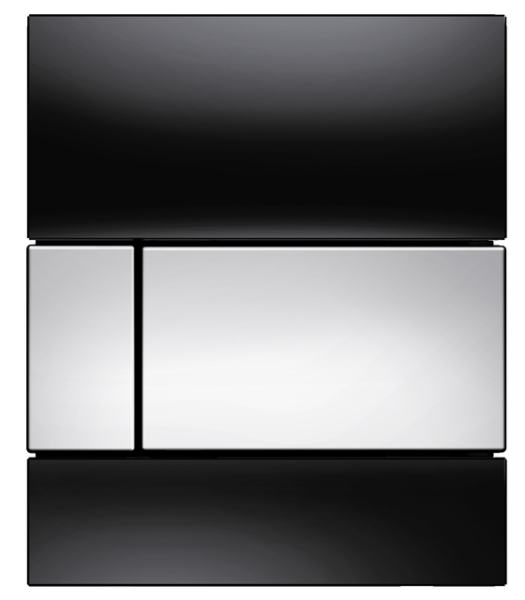 Tece square Urinal-Betätigungsplatte mit Kart. Glas schwarz glzd. Taste Chrom gl., 9242807