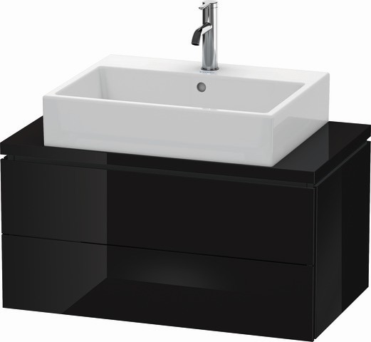 Duravit L-Cube Konsolenwaschtischunterbau wandhängend Schwarz Hochglanz 820x477x400 mm - LC580704040