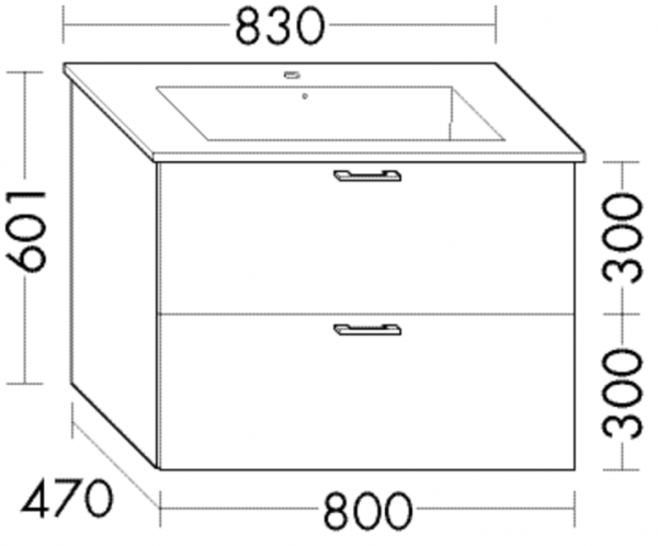 Burgbad Waschtischunterschrank Sys30 PG2 Echo 601x800x480 Eiche Dekor Cashmere, WVFH080F2237