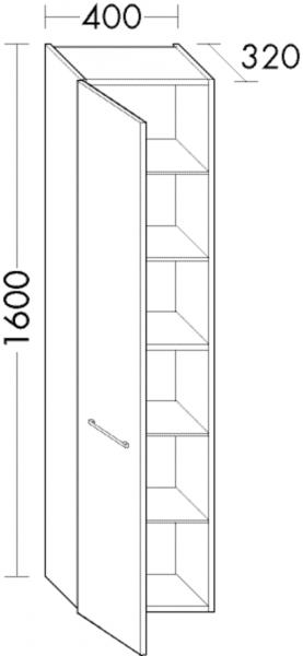 Burgbad Hochschrank Crono HGL 1600x400x320 Sand Hochglanz, HSGN040LF1798