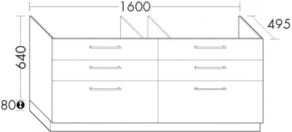 Burgbad Waschtischunterschrank Crono HGL 720x1600x495 Dunkelgrau Hochglanz, SEVI160F1803