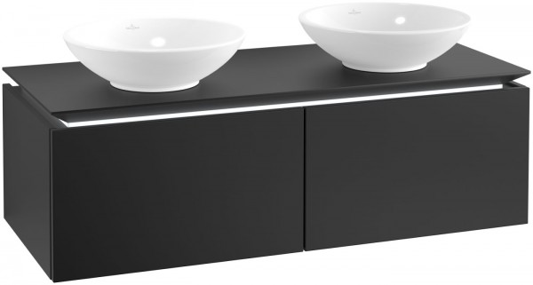 Villeroy & Boch Waschtischunterschrank Legato B140L0 1200x380x500mm für 2 Waschtische Black Matt Lac