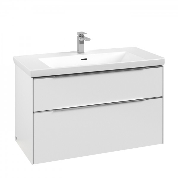 Villeroy & Boch Subway 3.0 Waschbeckenunterschrank, mit Beleuchtung, 2 Auszüge, 973 x 579 x 462 mm,