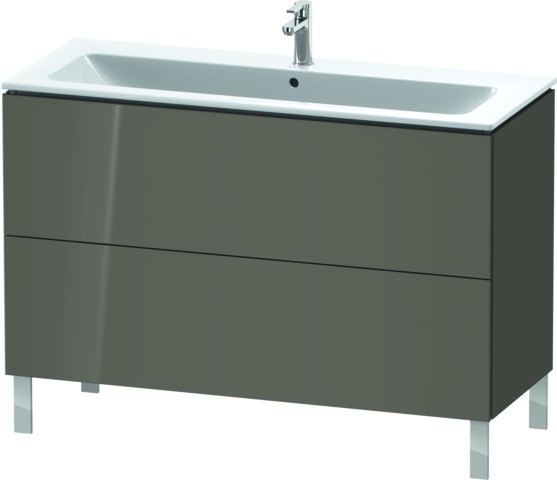 Duravit L-Cube Waschtischunterbau bodenstehend Flanell Grau Hochglanz 1220x481x704 mm - LC662808989