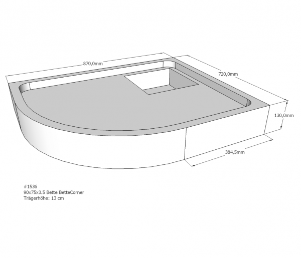 Neuesbad Wannenträger für Bette Corner 90x75x3,5 Viertelkreis