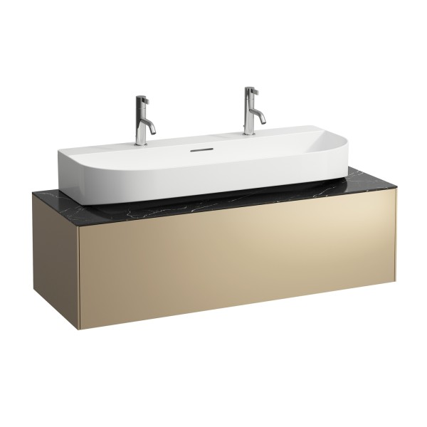 LAUFEN Waschtischunterschrank SONAR f.WT H816347 1 Schubl 1175x455 Ausschn mi Gold&Nero Marquina, H4