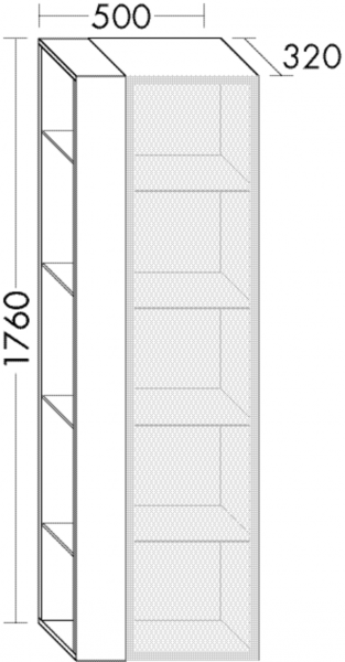 Burgbad Hochschrank Yumo PG1 1760x500x320 Eiche Dekor Merino, HSKF050LF3716