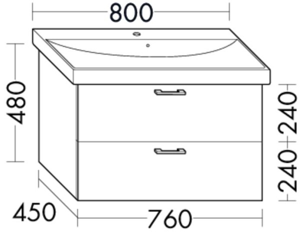 Burgbad Waschtischunterschrank Sys30 PG1 Aqua 480x760x450 Frassino Dekor Cappuccino, WVPY076F3160