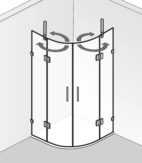 HSK Aperto Pur Runddusche pendelbar, 4-teilig, AOP.143