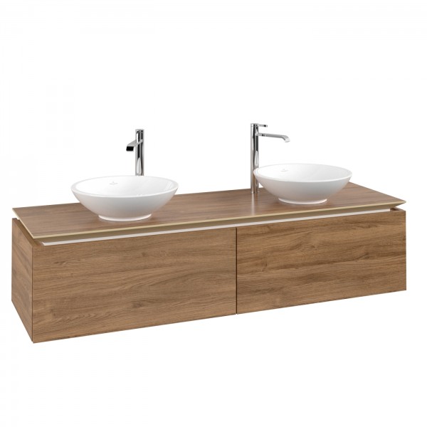 Villeroy & Boch Legato Waschbeckenunterschrank, 2 Auszüge, 1600 x 380 x 500 mm, Kansas Oak / Kansas